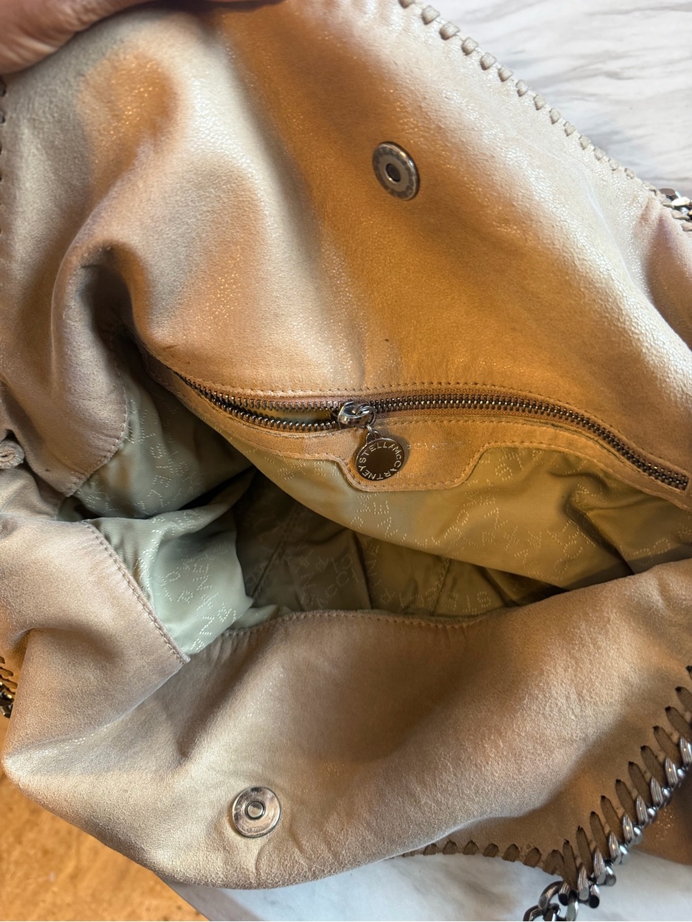 Stella McCartney Large Falabella Ombre Beige Faux Leather Bag w Chain Link *READ - Picture 11 of 11